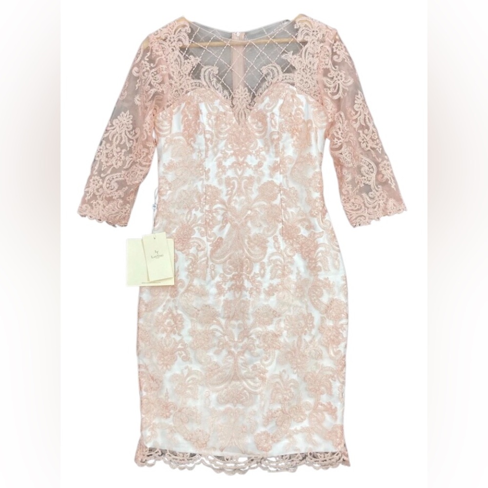 LAN TING BRIDE N.W.T.Elegant Pink Lace Dress With Sheer Sleeves.Light In The Box